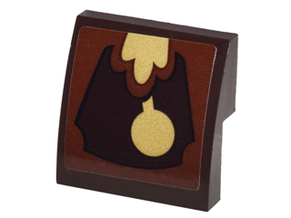 Lego Slope, Curved 2 x 2 x 2/3 with Clock Pendulum Pattern (Sticker) - Set 41067 / Dark Brown