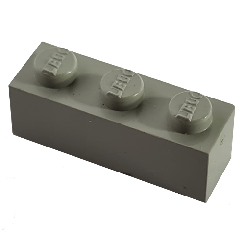 Lego Modulex Brick 1 x 3 with LEGO on Stud / Modulex Light Gray