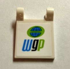 Lego Flag 2 x 2 Square with Flat Edge with 'wgp' World Grand Prix Logo Pattern (Sticker) - Set 8206