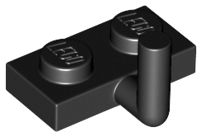 Lego Plate, Modified 1 x 2 with Bar Arm Up (Horizontal Arm 5mm) / Black