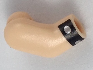 Lego Arm, Right with Black Cuff with Silver Dots Pattern / Light Nougat
