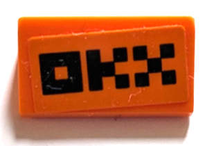 Lego Slope 30 1 x 2 x 2/3 with Black Pixelated 'OKX' Pattern (Sticker) - Set 76919