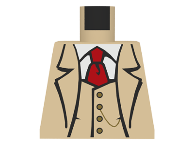 Lego Torso Studios Suit Jacket with Vest and Red Tie Pattern (Gent) / Tan