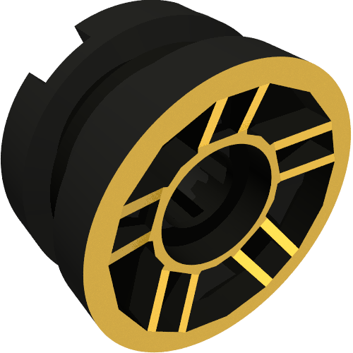 Lego Wheel 11 x 6 with 5 Spokes with Gold Outline Print / Black