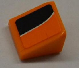 Lego Slope 30 1 x 1 x 2/3 with White Line on Orange and Black Pattern Model Left (Sticker) - Set 8125