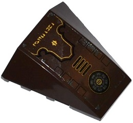 Lego Wedge 4 x 4 Triple Curved No Studs with Gold Alien Characters, Grille and Fan Pattern (Sticker) - Set 70132