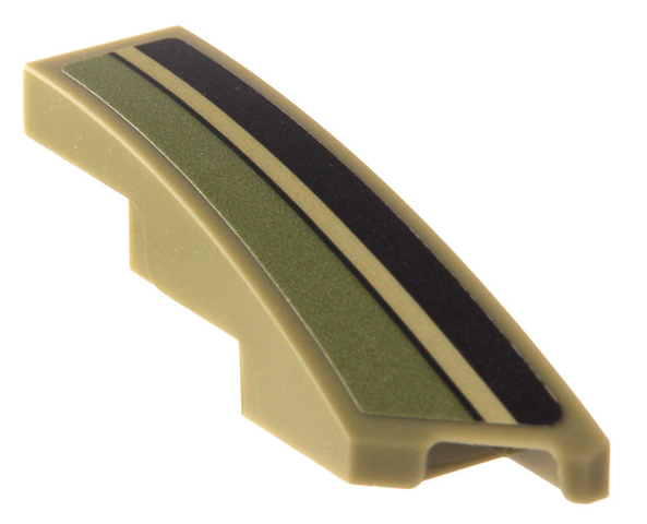 Lego Wedge 4 x 1 Right with Black and Gold Stripes Pattern (Sticker) - Set 76923