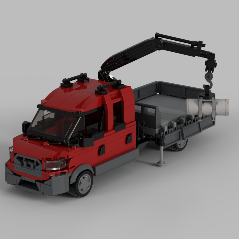Lego 2020 Ford Transit flatbed with crane (#2)