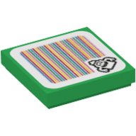 Lego Tile 2 x 2 with Garbage Can Ghost and Barcode Print (Sticker)