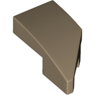 Lego Brick Wedged, Curved 2 x 1 with Stud Notch Left / Dark Tan