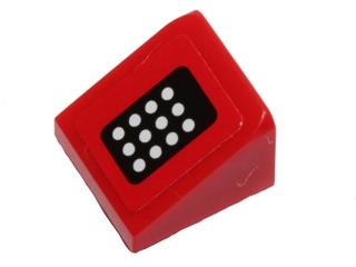 Lego Slope 30 1 x 1 x 2/3 with 12 White Dots on Black Background Pattern (Sticker) - Set 40191 / Red