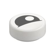 Lego Tile Round 1 x 1 with Black Eye with Off-Side Pupil Partially Closed Print / White