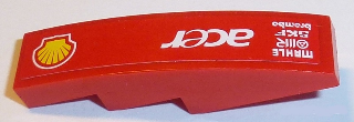 Lego Slope, Curved 4 x 1 with Shell Logo, 'acer', 'MAHLE', 'OMR', 'SKF' and 'brembo' Pattern Model Right Side (Sticker) - Sets 8168 / 8185 / Red