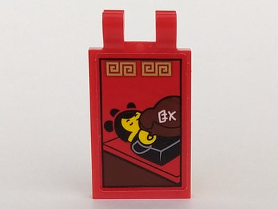 Lego Tile, Modified 2 x 3 with 2 Clips with Female Minifigure Pattern (Sticker) - Set 70617 / Red