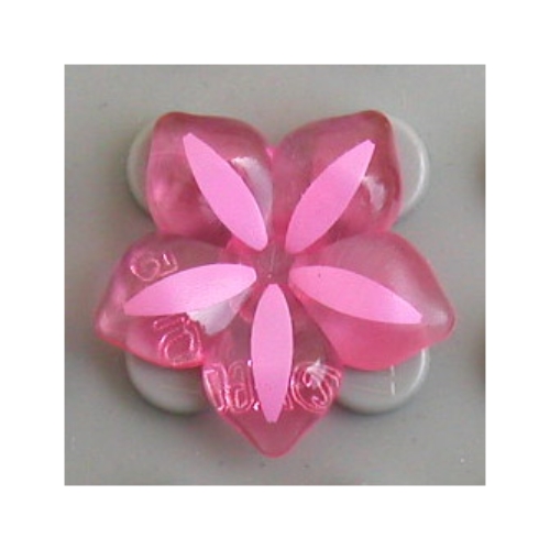 Lego Clikits Icon, Flower 2 x 2 Large, 5 Petals with Pin, and Bright Pink Petal Highlights Print / Trans-Pink