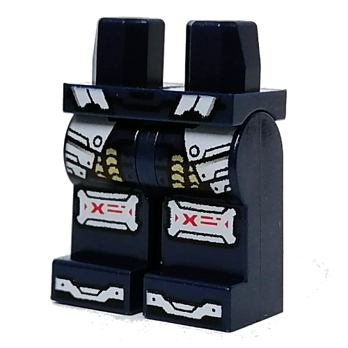 Lego Hips and Dark Blue Legs with White/Gold Armour, Knee Pads Print