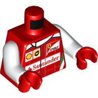 Lego Torso Racing Jacket with Shell, UPS, Ferrari, Puma and Red Santander Logo / Ferrari Logo Back Print, White Arms, Red Hands