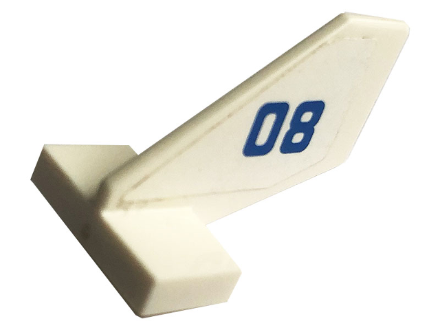 Lego Tail Shuttle, Small with Blue '08' Pattern on Left Side (Sticker) - Set 60049 / White