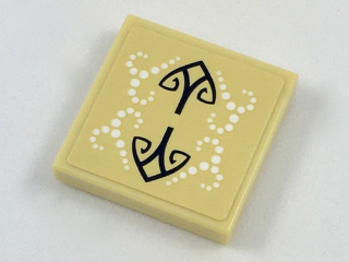Lego Tile 2 x 2 with Ornate Black Arrows and White Dots Design Pattern (Sticker) - Set 41187 / Tan