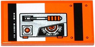 Lego Tile 2 x 4 with Lever, Orange Light, Sprocket and Chain Pattern (Sticker) - Set 70224