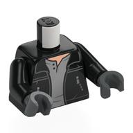 Lego Torso, Jacket, Zippers, Light Bluish Grey Shirt, Light Nougat Chest Print, Black Arms, Dark Bluish Gray Hands / Black