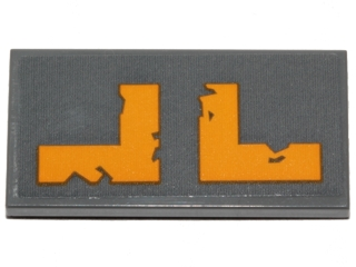 Lego Tile 2 x 4 with Yellow L Shaped Worn Stripes Pattern Type 1 (Sticker) - Set 75171 / Dark Bluish Gray