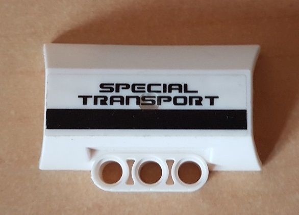 Lego Technic, Panel Engine Block Half / Side Intake with Black Stripe and 'SPECIAL TRANSPORT' Pattern (Sticker) - Set 5979