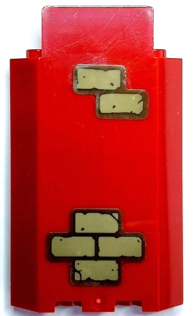 Lego Panel 3 x 3 x 6 Corner Wall without Bottom Indentations with Dark Tan Bricks Pattern 4 (Stickers) - Set 70425 / Dark Red