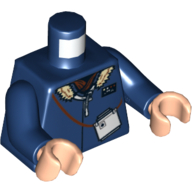 Lego Torso Jacket with Collar and Monocular Print (Han Solo), Dark Blue Arms, Light Nougat Hands / Dark Blue