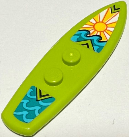 Lego Minifigure, Utensil Surfboard Standard with Yellow Sun, Dark Azure Sea and Medium Azure Waves Pattern (Stickers) - Set 41428