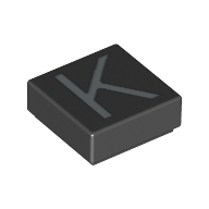 Lego Tile 1 x 1 with letter Capital K Print