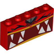 Lego Brick 1 x 5 x 2 with Angry Unikitty, Sharp Teeth, Fangs, Closed Eyes