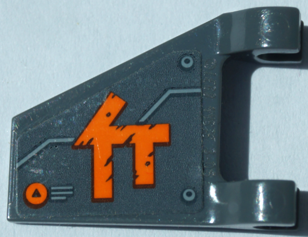 Lego Flag 2 x 2 Trapezoid with Flat Edge with Metal Plates, Rivets and Orange Ninjago Logogram Letter C Pattern Model Left Side (Sticker) - Set 70672