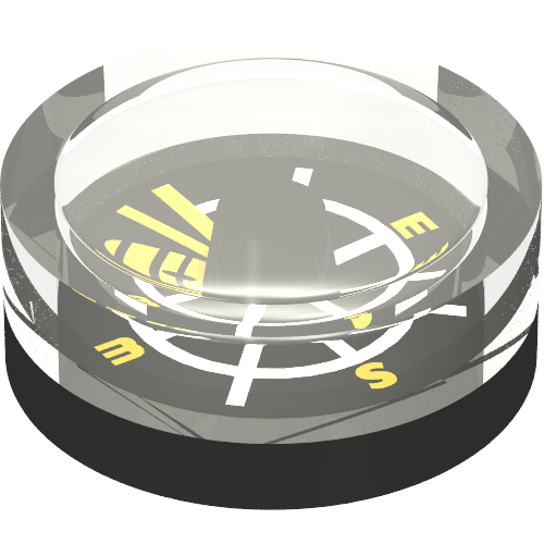 Lego Equipment Compass with White Lines, Yellow Letters Print / Black