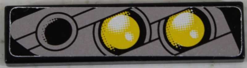 Lego Tile 1 x 4 with Double Yellow Headlight Right Pattern (Sticker) - Set 8458 / Black