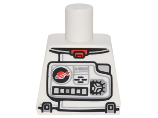 Lego Torso Astronaut Spacesuit with Classic Space Logo, Panels and Buttons, Red Collar Pattern / White