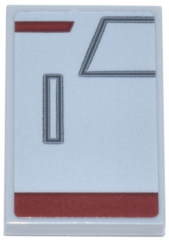Lego Tile 2 x 3 with Dark Bluish Gray Panels and Dark Red Bars / Lines Pattern Model Left Side (Sticker) - Set 75413 / Light Bluish Gray