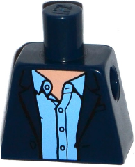 Lego Torso Open Suit Jacket with Medium Blue Shirt Open Collar Pattern / Dark Blue