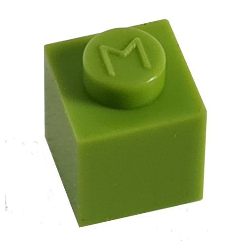 Lego Modulex Brick 1 x 1 with M on Stud / Modulex Pastel Green