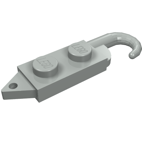 Lego Hook, Plate 1 x 2 with Crane Hook Left / Light Gray