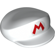 Lego Nintendo Figure, Hat, Large, with Red Mario Logo Print / White