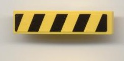 Lego Slope, Curved 4 x 1 with Black and Yellow Danger Stripes Pattern Right (Sticker) - Set 7968 / Yellow
