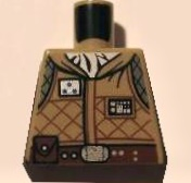 Lego Torso SW Hoth Rebel Jacket with White Scarf and Reddish Brown Belt Pattern / Dark Tan