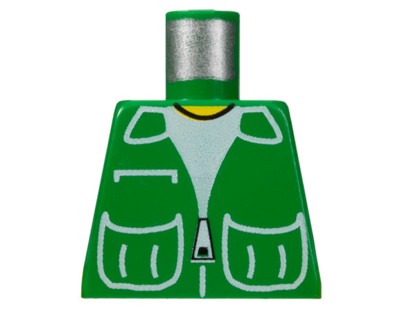 Lego Torso Town Vest with Patch Pockets over White Shirt Pattern / Green