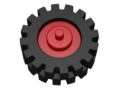 Lego Wheel Center Small with Stub Axles (Pulley Wheel) with Black Tire 15mm D. x 6mm Offset Tread Small (3464 / 3641)
