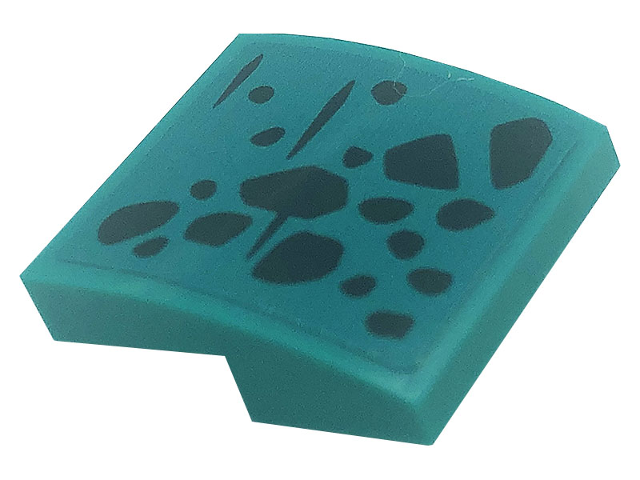 Lego Slope, Curved 2 x 2 x 2/3 with Black Spots and Scales Pattern Model Right Side (Sticker) - Set 71755