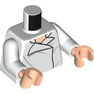 Lego Torso Shirt, Open Collar with Wrinkles Print (Han Solo), White Arms, Light Nougat Hands / White