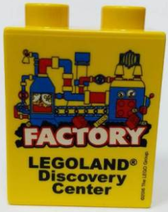 Lego Duplo, Brick 1 x 2 x 2 with LEGOLAND Discovery Center Factory 2016 Pattern 2
