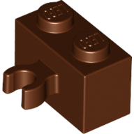 Lego Brick Special 1 x 2 with Vertical Clip [Open O Clip] / Reddish Brown