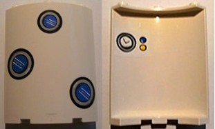 Lego Cylinder Quarter 4 x 4 x 6 with Portholes Outside and Clock with Buttons Inside Pattern (Stickers) - Set 3831 / White